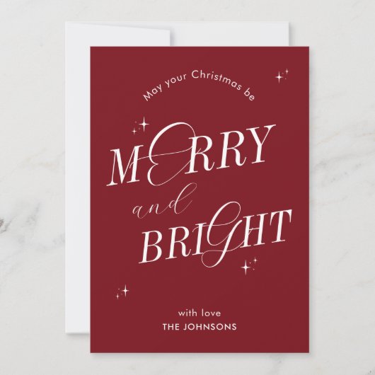 Vrolijk & Helder Rood Elegant Script Modern Kerstm Feestdagenkaart (Voorkant)