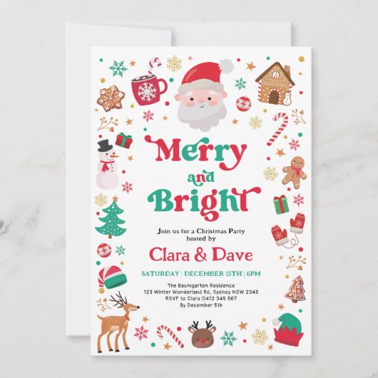 Vrolijk & helder rood groen kerstfeest kaart (Voorkant)