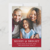 Vrolijk helder rood kerstfoto feestdagenkaart (Voorkant)