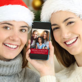 Vrolijk helder rood kerstfoto feestdagenkaart