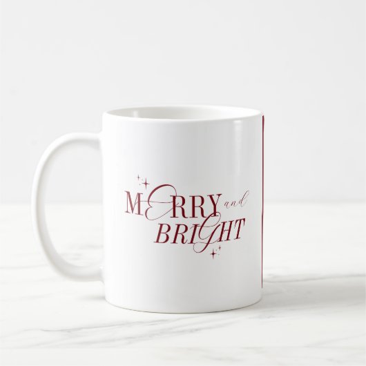 Vrolijk & Helder Rood & Wit Aangepaste Naam Kerstm Koffiemok (Links)