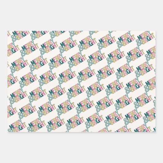 Vrolijk & Helder roze groen goud sneeuwvlokken & b Inpakpapier Vel (Voorkant)