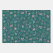 Vrolijk & Helder roze groen goud sneeuwvlokken & b Inpakpapier Vel (Voorkant 3)
