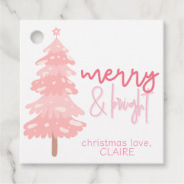 Vrolijk & Helder Roze Kerstboom Favor Tag Bedankjes Labels