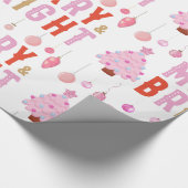 Vrolijk & helder roze kerstboom inpakpapier (Hoek)