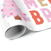 Vrolijk & helder roze kerstboom inpakpapier (Rol Hoek)