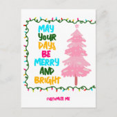 Vrolijk Helder Roze Kerstboom Schattige Custom Feestdagenkaart (Voorkant)