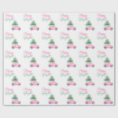 Vrolijk & Helder Roze Kerstboom van de Kerstauto Cadeaupapier (Vlak)