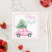 Vrolijk & Helder Roze Kerstboom van de Kerstauto Servet (Insitu)