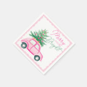 Vrolijk & Helder Roze Kerstboom van de Kerstauto Servet (Hoek)