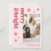 Vrolijk Helder Roze Rood Team Foto Zakelijke Xmas Feestdagenkaart (Voorkant)