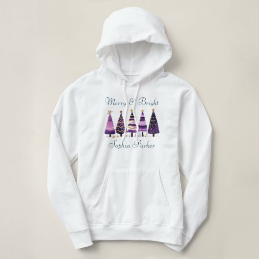 Vrolijk & Helder Roze Winter Kerstbomen Custom Hoodie (Design voorkant)