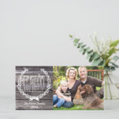 Vrolijk & Helder Rustiek Hout Feestdagenkaart (Staand voorkant)