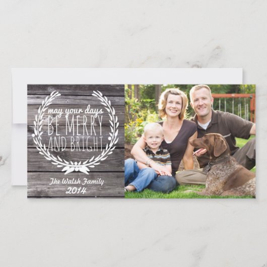 Vrolijk & Helder Rustiek Hout Feestdagenkaart (Voorkant)