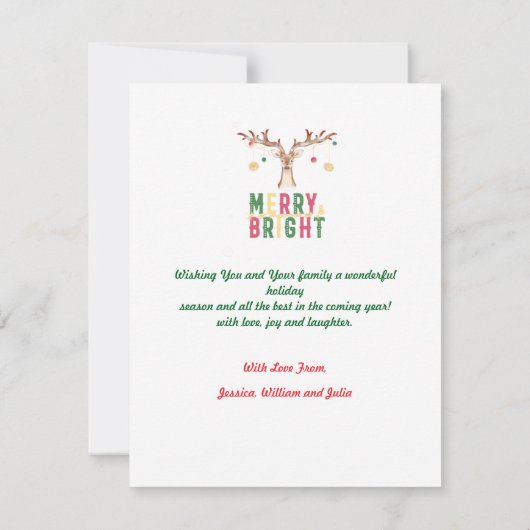 Vrolijk & Helder Schattige Rendier Kerstversiering Notitiekaartje (Achterkant)