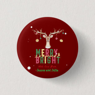 Vrolijk & Helder Schattige Rendier Kerstversiering Ronde Button 3,2 Cm