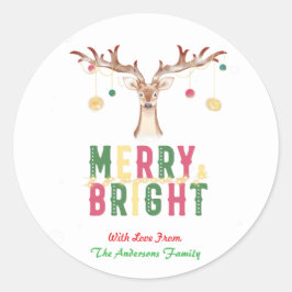 Vrolijk & Helder Schattige Rendier Kerstversiering Ronde Sticker