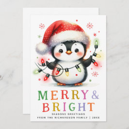 Vrolijk & Helder Schattigee Pinguïn Kerstmis Feestdagenkaart