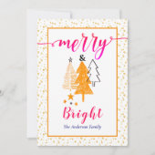 Vrolijk & Helder Sinaasappel Cerise Roze Kerst Feestdagenkaart (Voorkant)