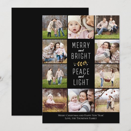 Vrolijk, helder, vrede en licht | Kerstfoto Feestdagenkaart (Voorkant / Achterkant)