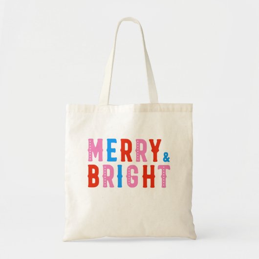 Vrolijk & helder, Vrolijk Kerstfeest, Kerstcadeau Tote Bag (Voorkant)