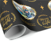 Vrolijk & helder w. Aangepaste foto - Goud en Zwar Cadeaupapier (Rol Hoek)