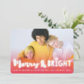 Vrolijk & Helder Wit Glow Magische Kerstfoto Feestdagenkaart (Staand voorkant)