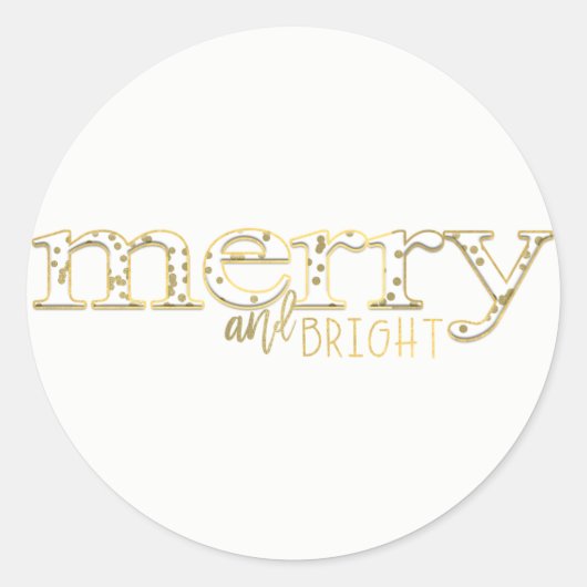 Vrolijk & Helder Wit Goud Vakantie Kerstmis Favor Ronde Sticker (Voorkant)