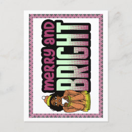 Vrolijk & Helder Zwart Meisje Melanin Sista Kerst Briefkaart