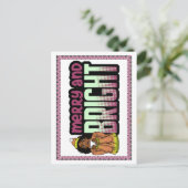 Vrolijk & Helder Zwart Meisje Melanin Sista Kerst Feestdagenkaart (Staand voorkant)