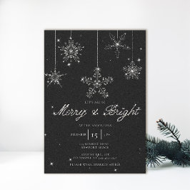 Vrolijk Helder Zwart Wit Glitter Elegant Kerstmis Kaart