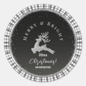 Vrolijk & Helder Zwart Wit Plakken Custom Christma Ronde Sticker (Voorkant)