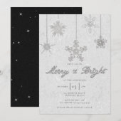 Vrolijk helder zwart wit strass chique kerst kaart (Voorkant / Achterkant)