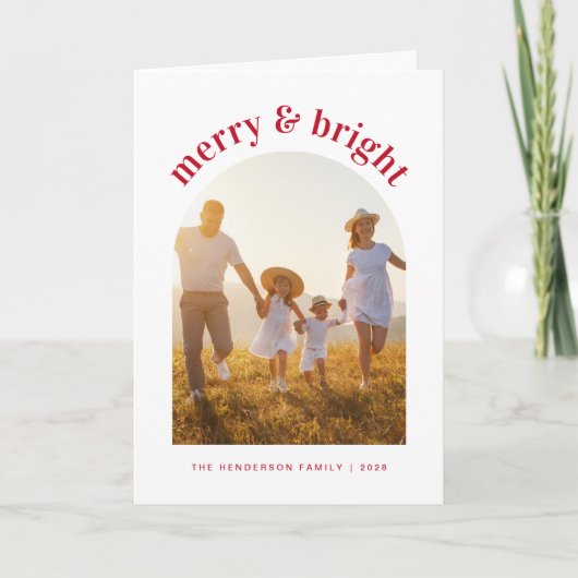 Vrolijk heldere boog foto Kerstmis Feestdagen Kaart (Voorkant)