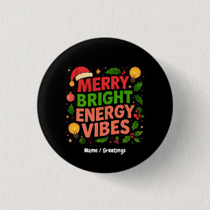 Vrolijk Heldere Energie Kerstvibes Santa Winter Ronde Button 3,2 Cm