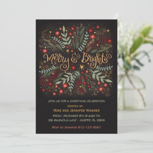 Vrolijk heldere feestelijke kerstbessen Kerstmis Kaart (Staand voorkant)