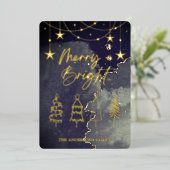 Vrolijk heldere handpalmen met elegante scriptpagi folie feestdagenkaart (Staand Voorkant)