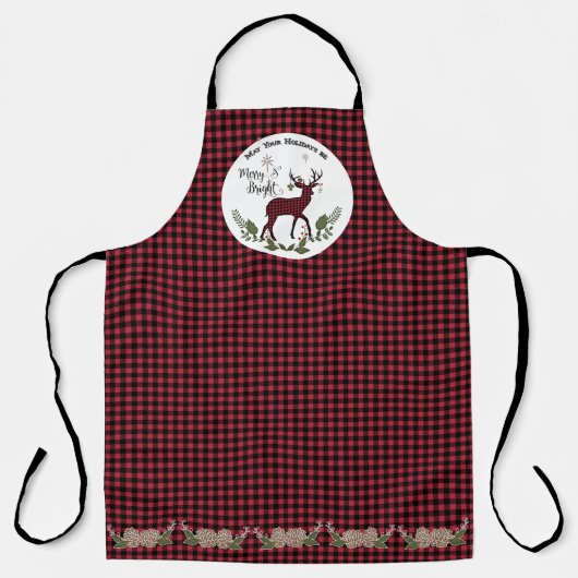 Vrolijk heldere kerst herten gewei Buffel controle Schort (Voorkant)