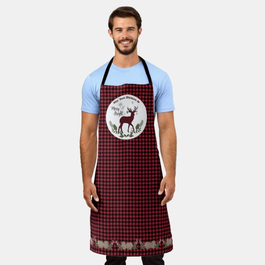 Vrolijk heldere kerst herten gewei Buffel controle Schort (Gedragen)