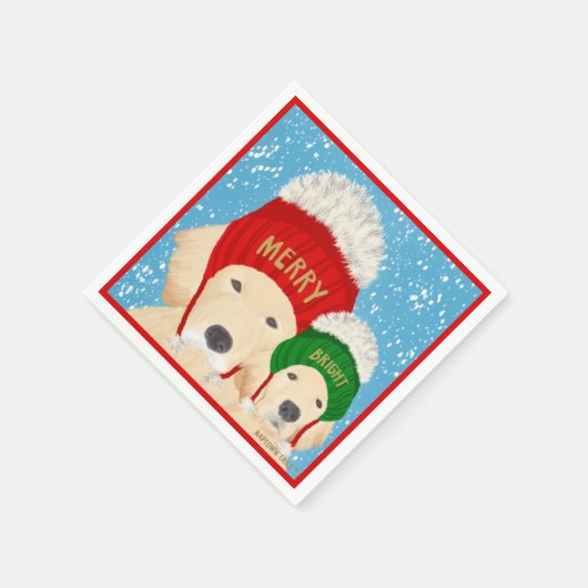Vrolijk heldere kerst honden servetten (Hoek)