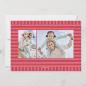 Vrolijk heldere streep roze rood lijst kerstfoto feestdagenkaart (Achterkant)