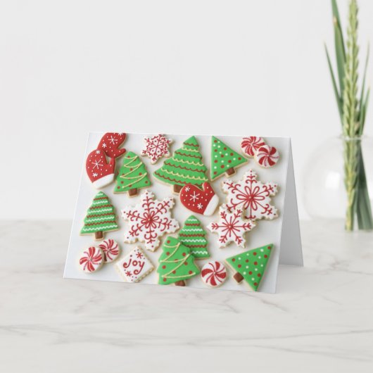 Vrolijk het koekjeswenskaart van Kerstmis Feestdagen Kaart (Voorkant)