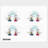 Vrolijk Hippie Kerstmis Ovale Sticker (Vel)