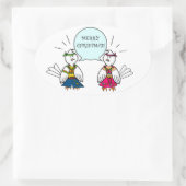 Vrolijk Hippie Kerstmis Ovale Sticker (Tas)