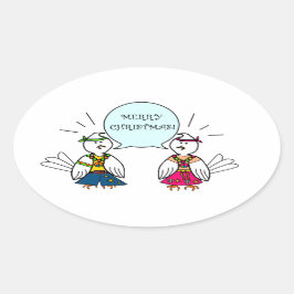 Vrolijk Hippie Kerstmis Ovale Sticker