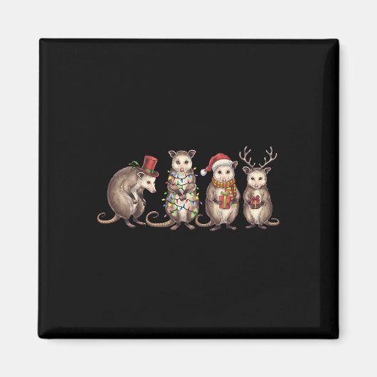 Vrolijk Hissmas Opossum Kerstman Hoed Xmas Lig Magneet (Voorkant)