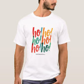 Vrolijk Ho Ho Ho Rood Groen Kerstborstel Script T-shirt (Voorkant)