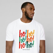 Vrolijk Ho Ho Ho Rood Groen Kerstborstel Script T-shirt