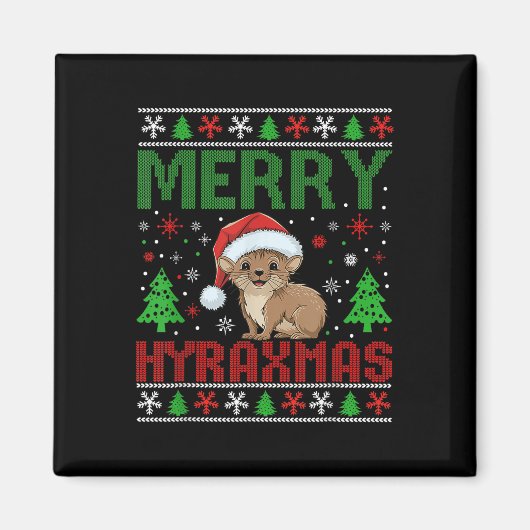 Vrolijk Hyraxmas Lelijk Kerstfeest Grappig Schatti Magneet (Voorkant)