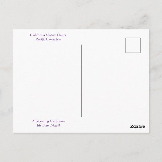 Vrolijk Iris Dag. Briefkaart (Achterkant)